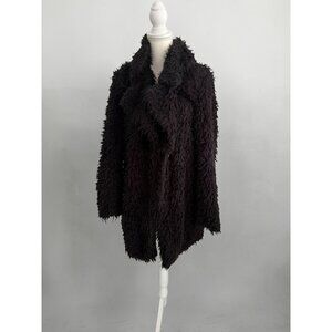 SHILLA Black Synthetic Fur Shearling Coat Size Large
